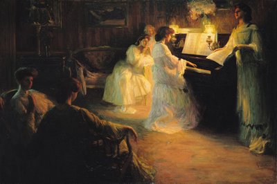 Jonge Meisjes aan een Piano, 1906 door Gabriel Deluc